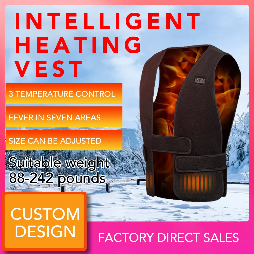7 Areas Heated Vest Sports Jacket Adjustable Size Dive Material Mixed Cottons Inner Breathables Clothes Winter Warm Heated Vest