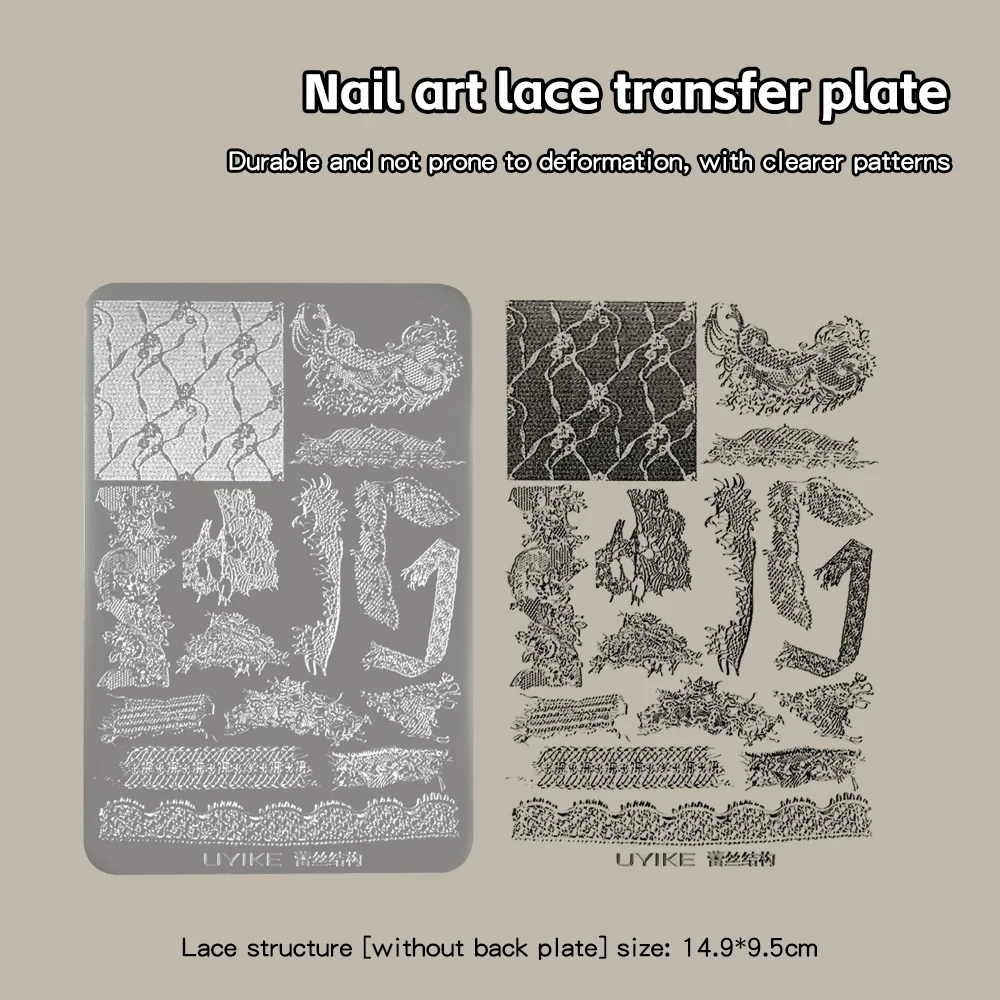 Hohlgitter-Druckplatte aus Edelstahl für Nagelstempel, Mehrfach-Muster Spitzen-Nagelkunst-Stempelplatte, Spitzenblumen-Nageltransfer-Werkzeuge – Detail 10