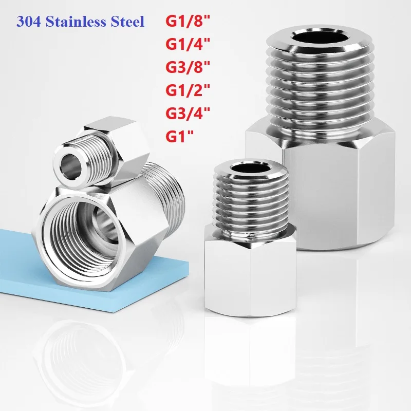Threaded Hex Pipe Fitting 304 Stainless Steel Female To Male Adapter Connector 1/8