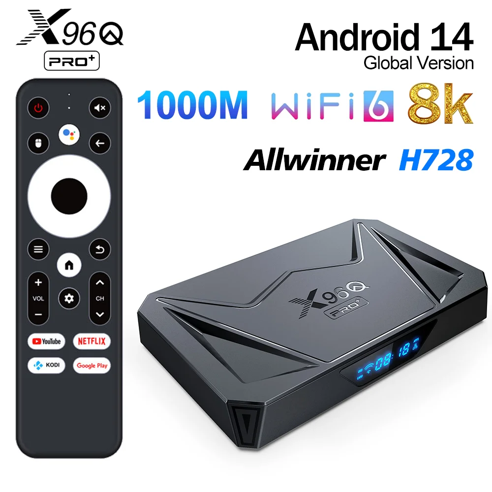 

X96Q PRO+ Android 14 Smart TV Box Wifi6 X96QPRO Plus Set-top Box Allwinner H728 Quad Core HD 8K 1000M 2GB 16GB / 4GB 32GB
