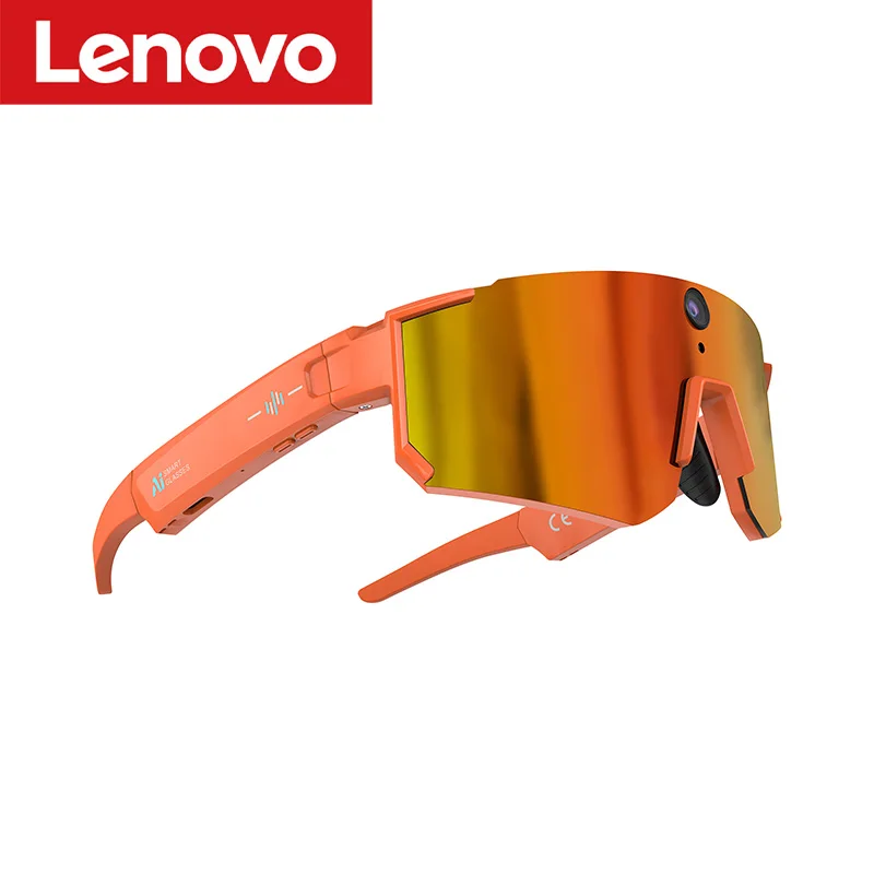 Lenovo KI-Smart-Brille mit ChatGPT, 8K-Kamera, 2400W Anti-Shake-Funktion, für Radfahren, Video & Foto, Sport-Sonnenbrille, Dual-Mikrofon, 32GB, winddichte Schutzbrille
