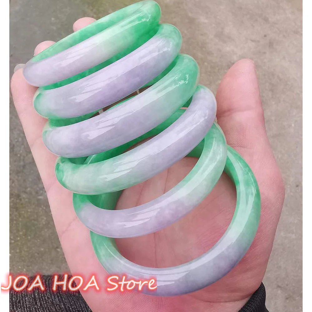 

Newest Original Ecological Texture Jade Bracelet Natural Jadeite Bangle Quality Green Light Purple Round Handring Fine Jewelry