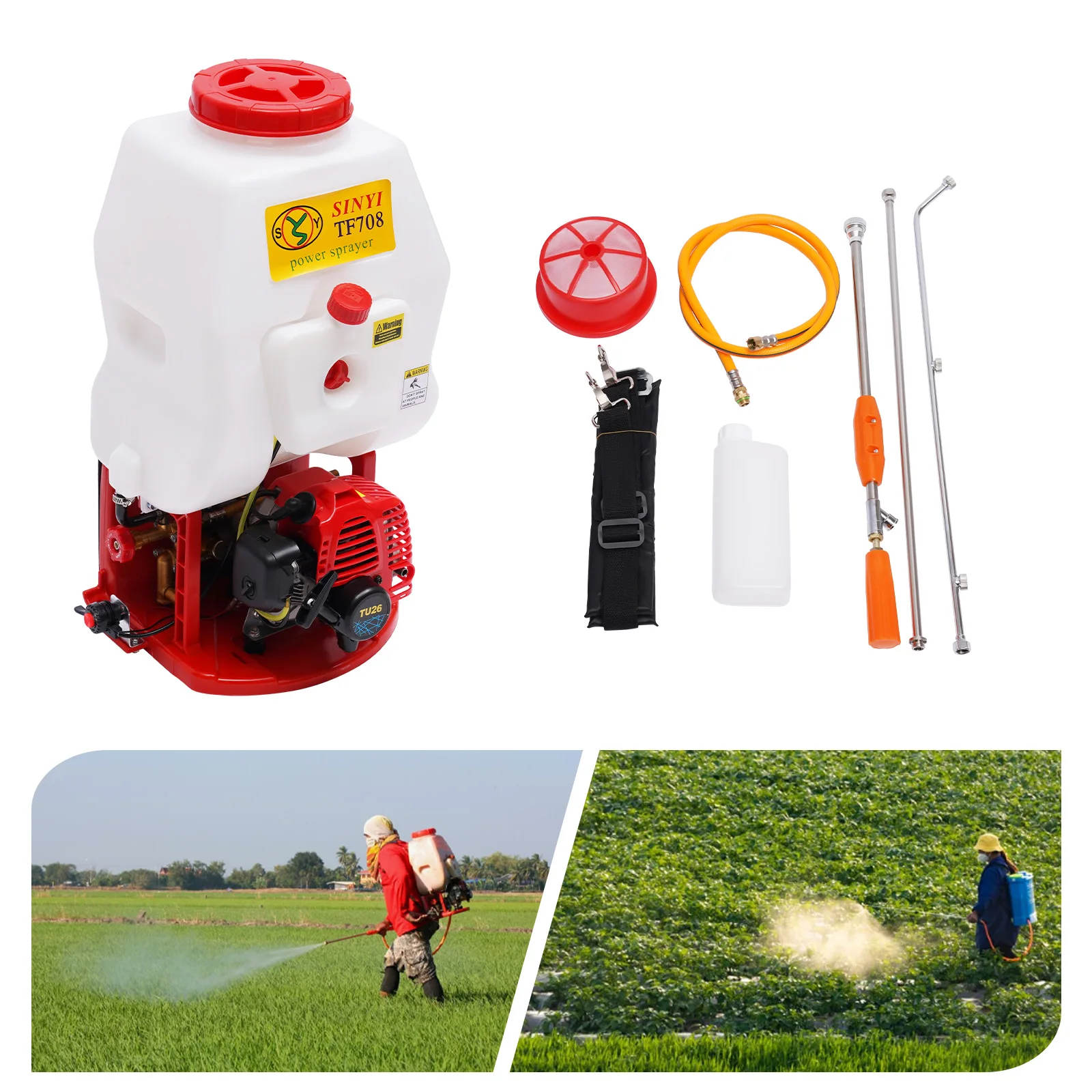 20L Backpack Sprayer 700w 25.4cc Portable Sprayer High-pressure Pump Knapsack Atomizer for Fields and Orchards