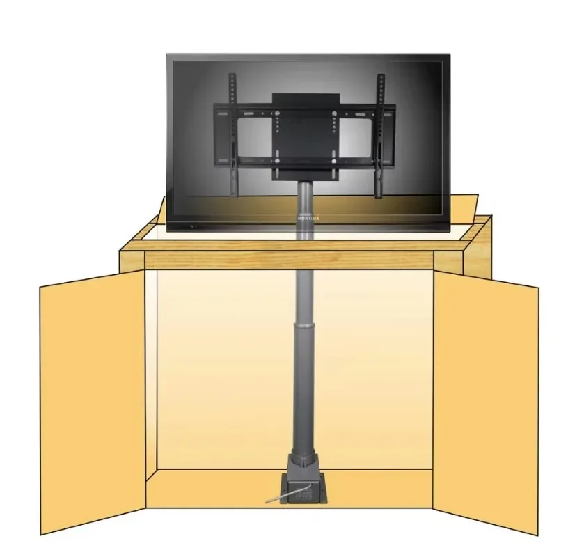 Conference room remote control vertical drop down ceiling TV
