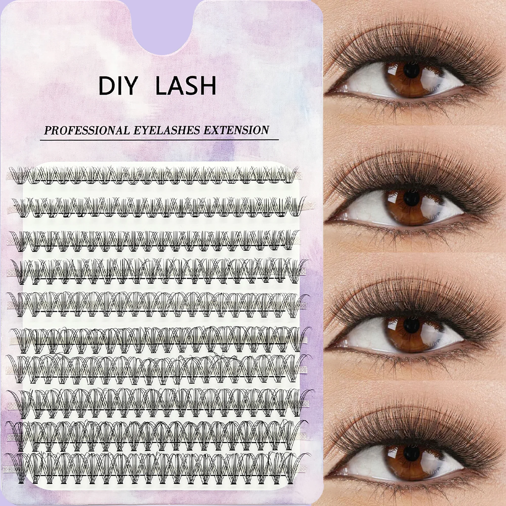 10D DOUBLE Volume Falsches Wimpernverlängerungsset [D Curl] 200 Wimperncluster 9–16 mm DIY natürlich aussehende falsche Flare-Wimpern für Zuhause