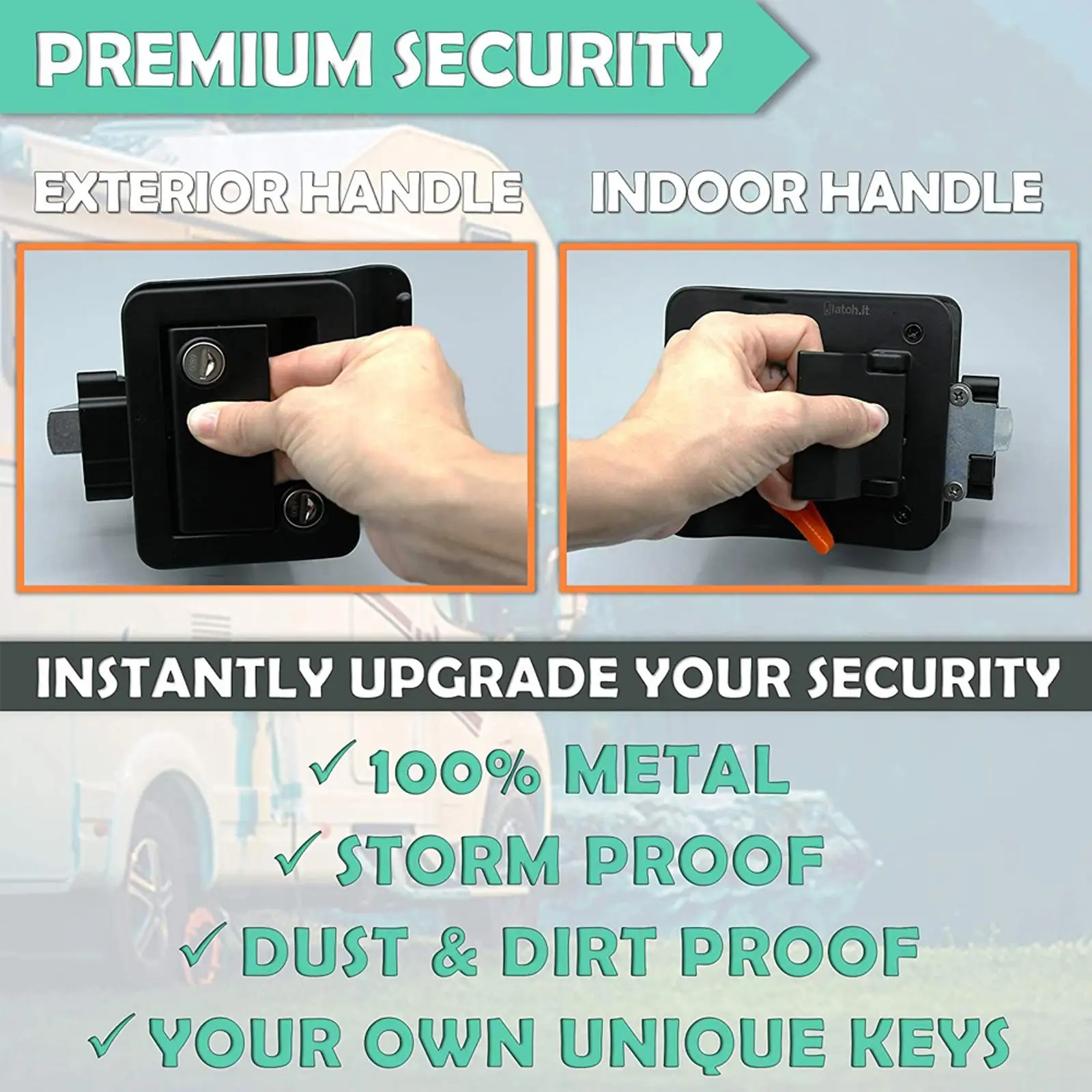 Metal RV Door Latch Lock Paddle Deadbolt with Two Keys for Caravan Camper Trailer Replacement
