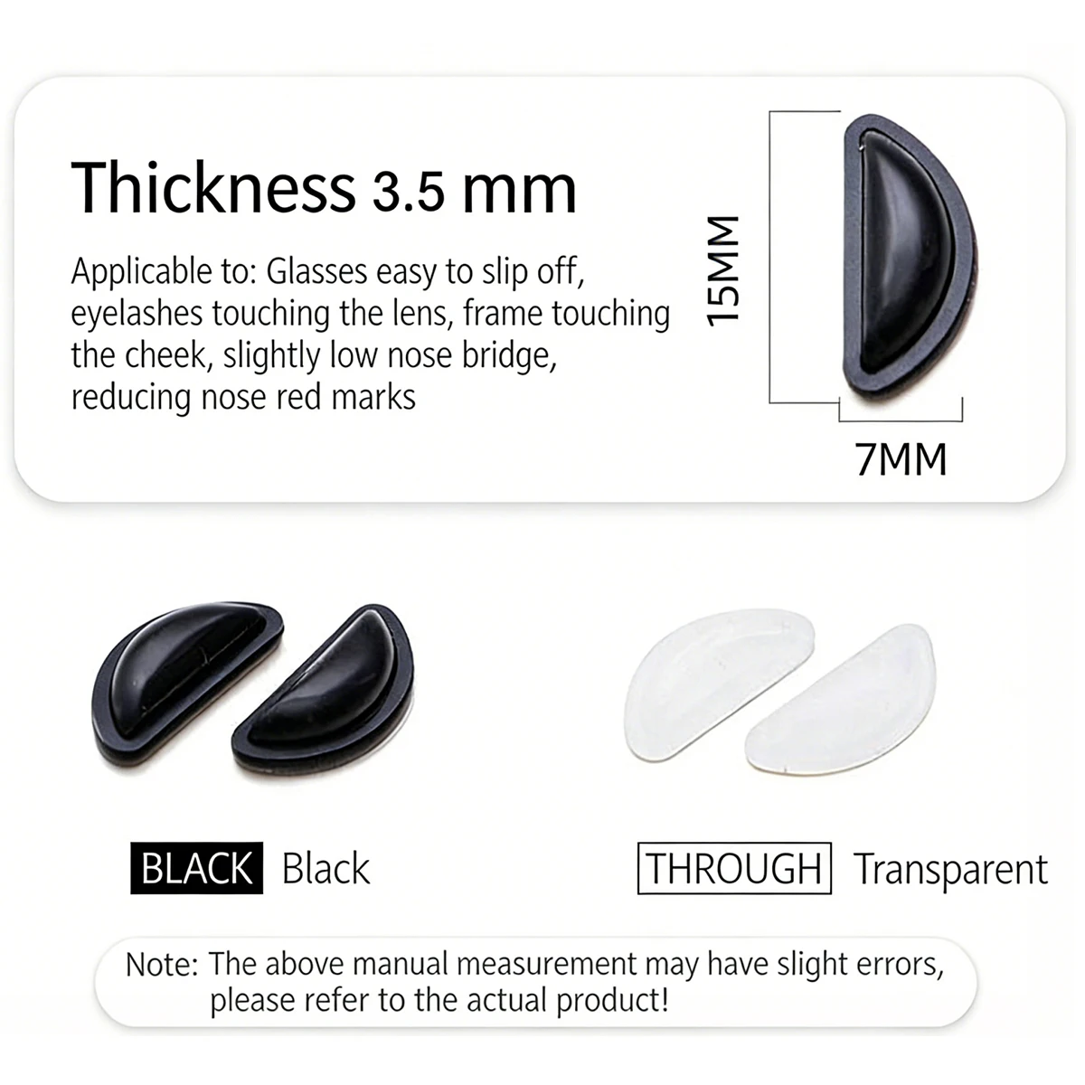 4/10 Stück Nasenstützpolster aus Silikon, transparente Augenpolster-Aufkleber für Brillen, rutschfeste Nasenpads für Ray-Ban Meta Wayfarer – Detail 8
