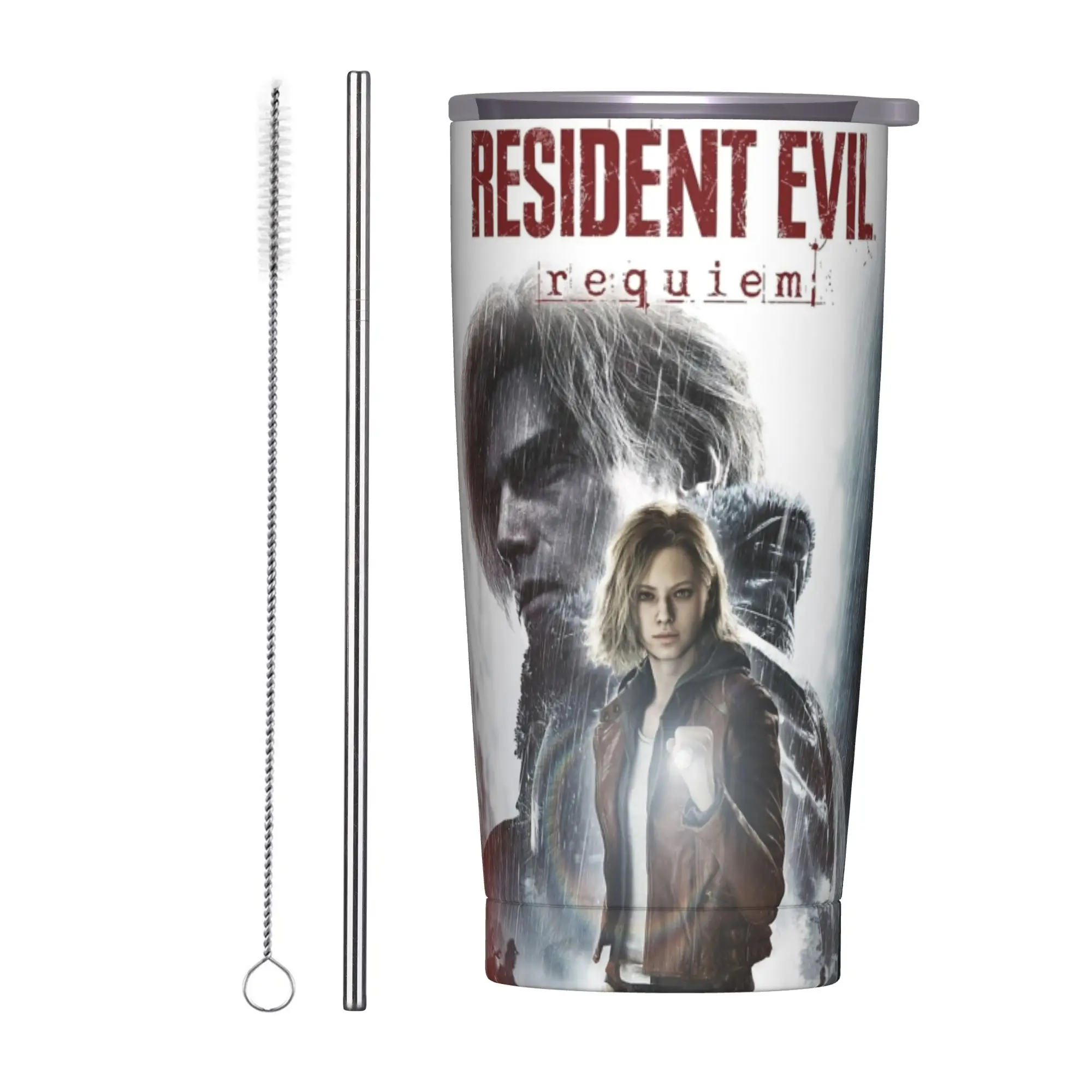 Residents Evils 9 Requiem  Tumbler Vacuum Insulated  Coffee Cups with Lid Straw School Mug Spill Proof 20oz