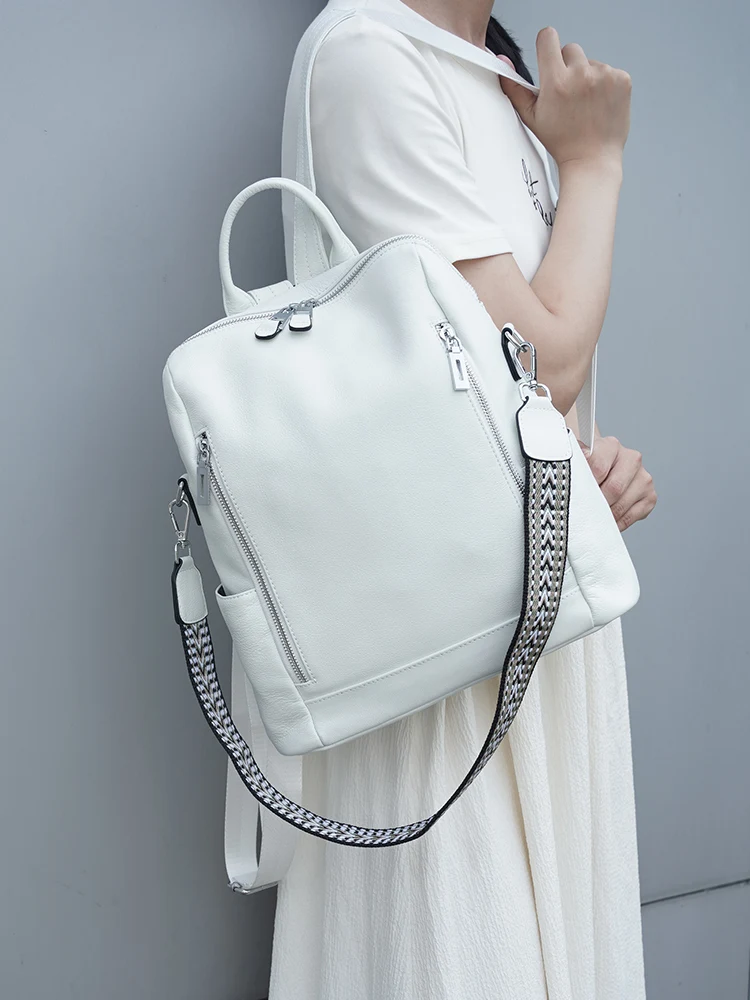 

Zency Women's New Genuine Leather Backpack Convertible Shoulder Bag for Ladies Many Pockets