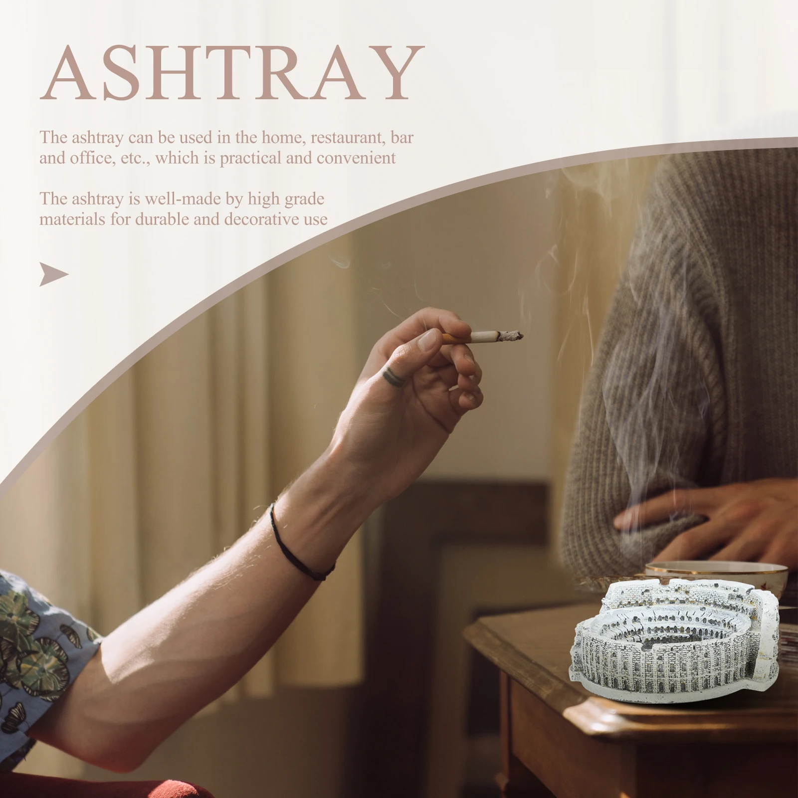 

Roman Colosseum Ashtray Nordic Retro Design Smooth Surface Easy Clean Round Smoking Tray For Home Office Bar