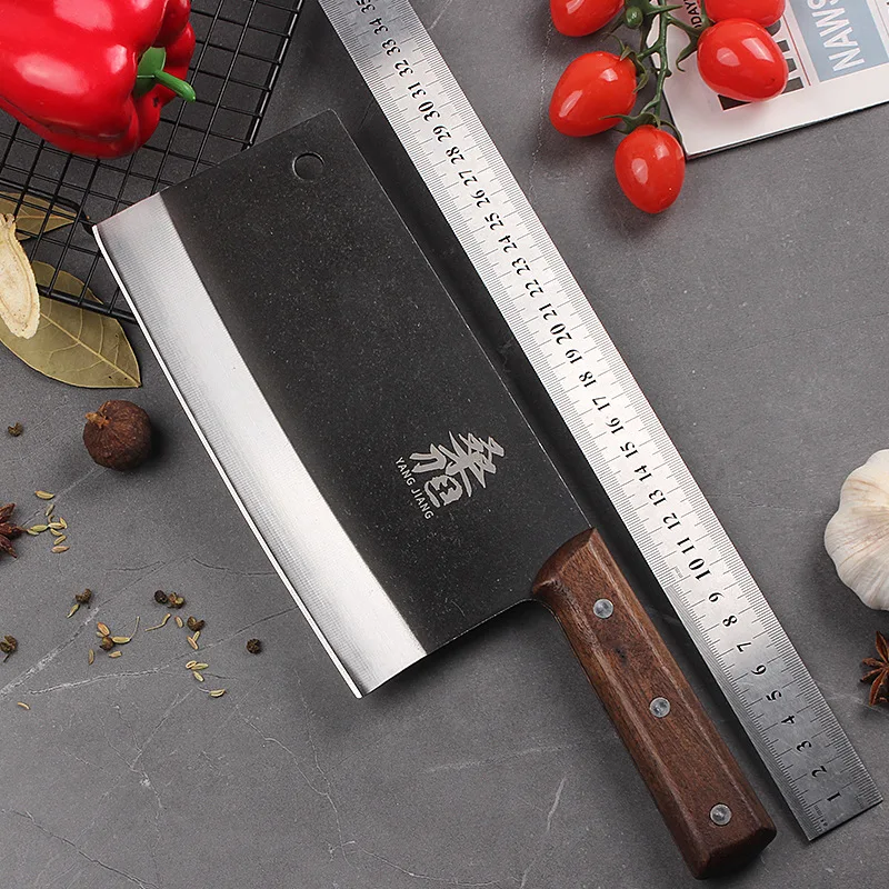 SHUOJI High Carbon Steel Kitchen Knives Chinese Kitchen Cooking Knife Non Stick Blade Slicer Knife Chef\'s Cleaver Wood Handle