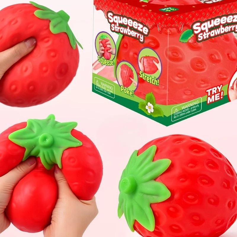 Jumbo Giant Strawberry Squishy Toy Fidget Toy Slow Rising Shapeable Venting Ball for Adults Friends Gifts