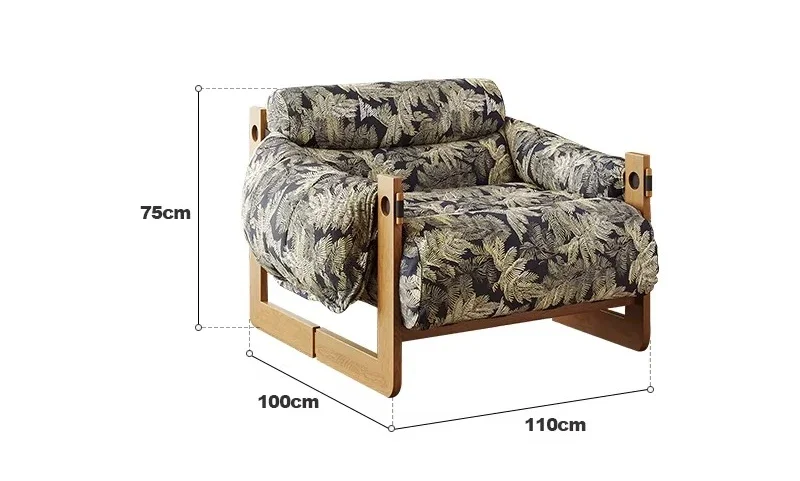 d4Single Sofa Retro High-End Fabric Living Room Balcony Lounge Chair