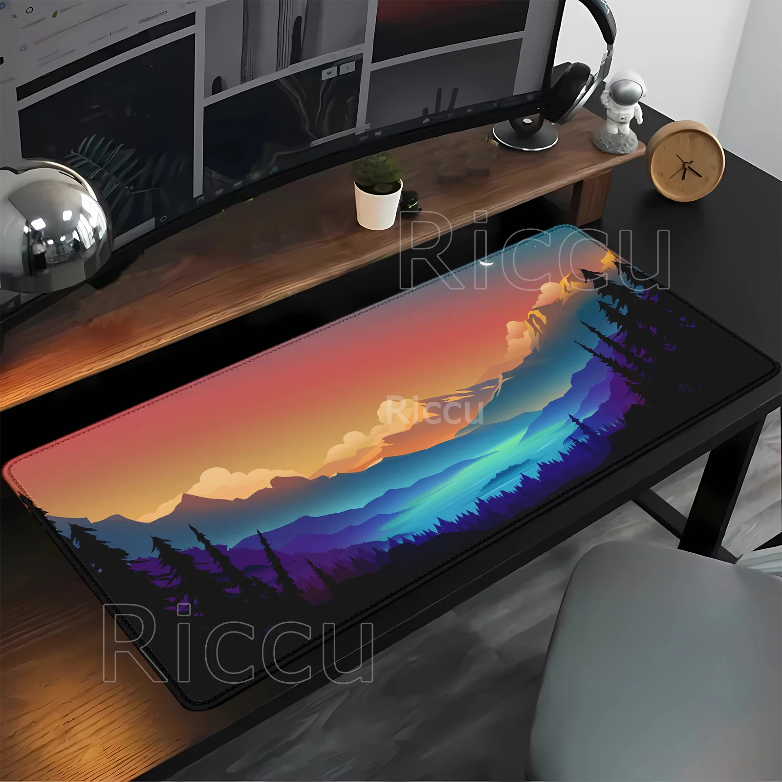 Green Forest Mouse Pad Large Extended Non-Slip Rubber Keyboard Mousepad Stitched Edges Laptop Office overlock HD print Desk Mat