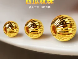100% real gold 999 beads 24k pure gold balls gold watermelon beads loose beads diy bracelet 4mm - 10mm 1pc