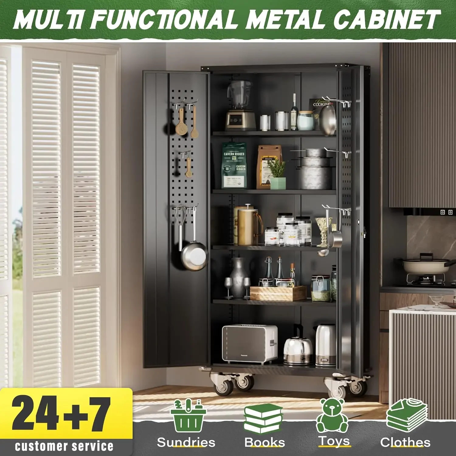 Metal Garage Cabinets with Wheels, 72