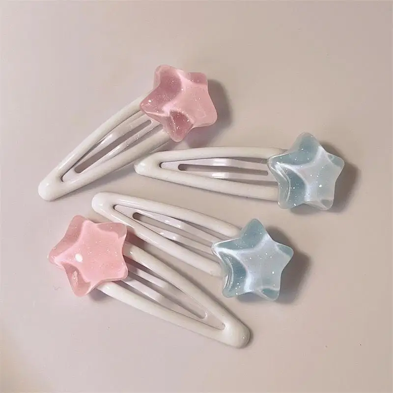 

1/5Pcs Summer Y2K Hairpin Pink/Blue Star Designs Duck Mouth Clip Bangs Side Clip Barrettes BB Hair Clips Girls Hair Accessories