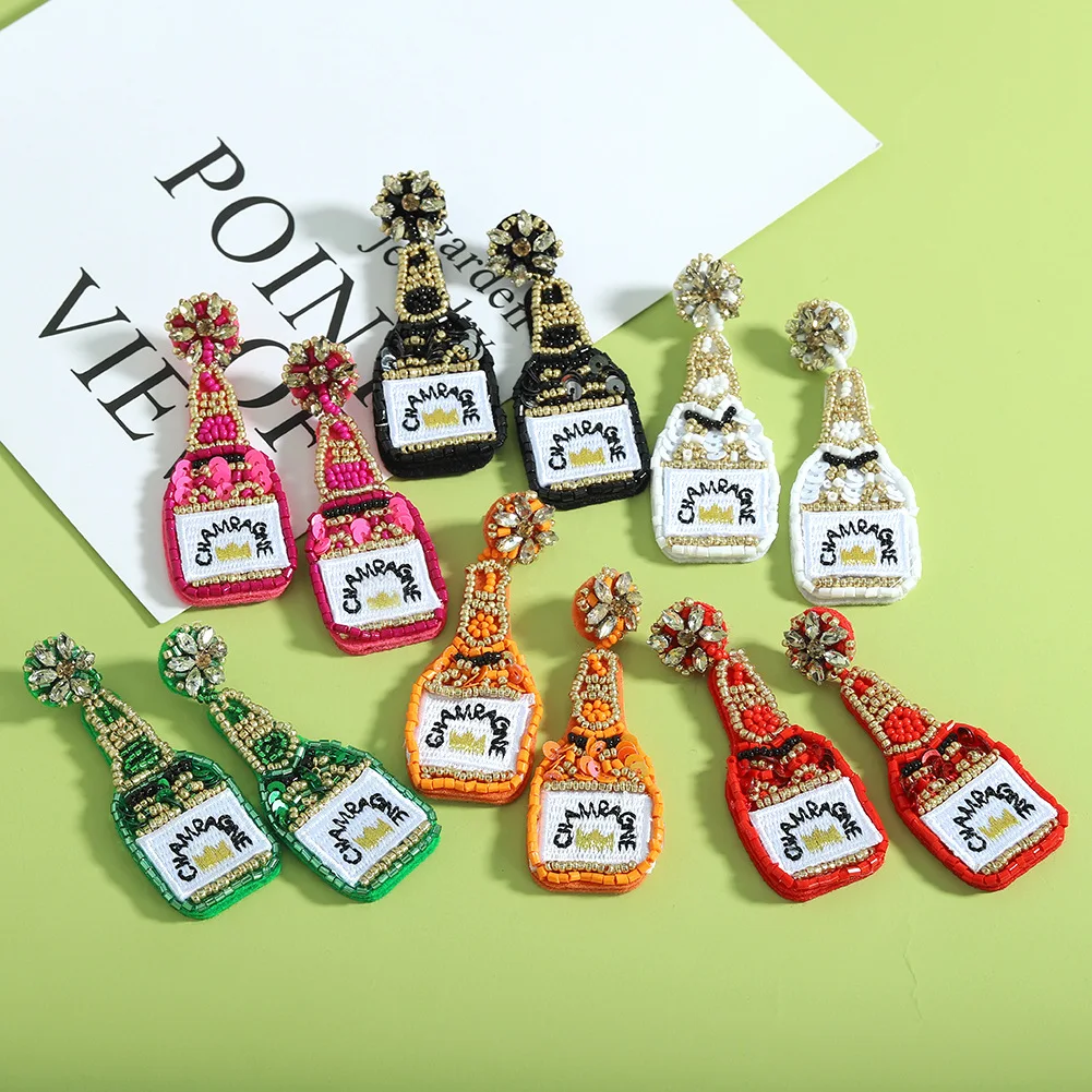 Girlgo Boho Handmade Beaded Earpieces Embroidery Earpieces Wine Bottle Shaped Earpieces Fashion Personality Earpieces for Women