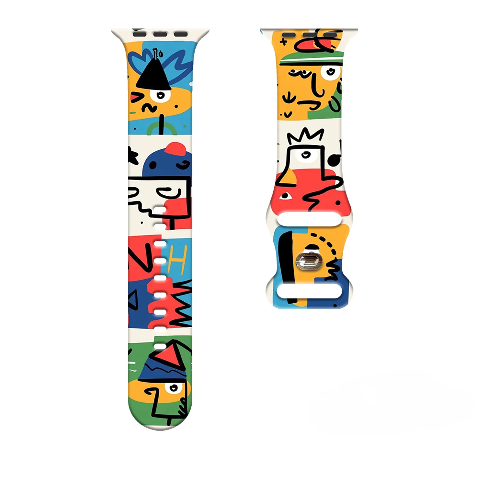

Abstract Painting Print Strap for Apple Watch 10 9 8 Silicone Band Replaceable Bracelet for iWatch 46mm 44mm 42mm 41mm Watchband