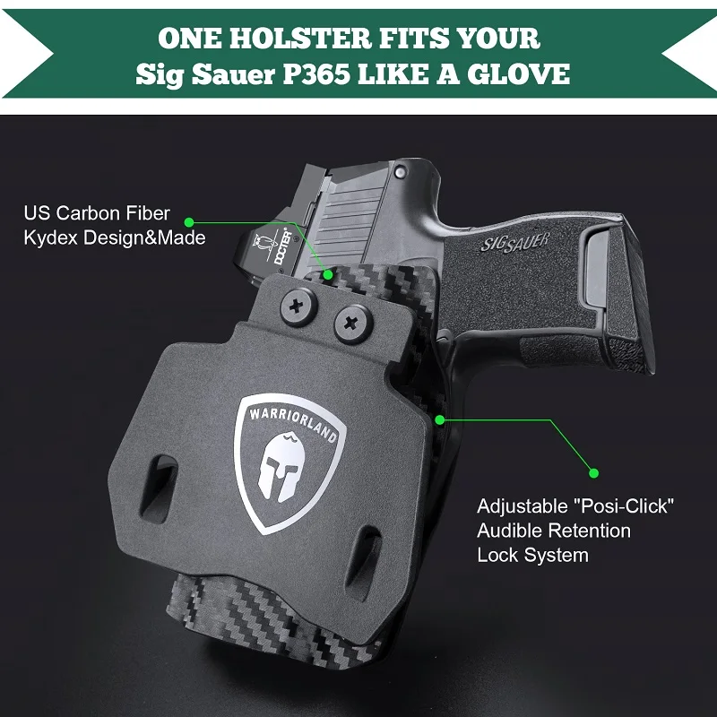 P365 Holster OWB Kydex Holster Fit: Sig P365 / P365 SAS / P365X / P365 XL Pistol Tactical Right Hand Pistol Holder