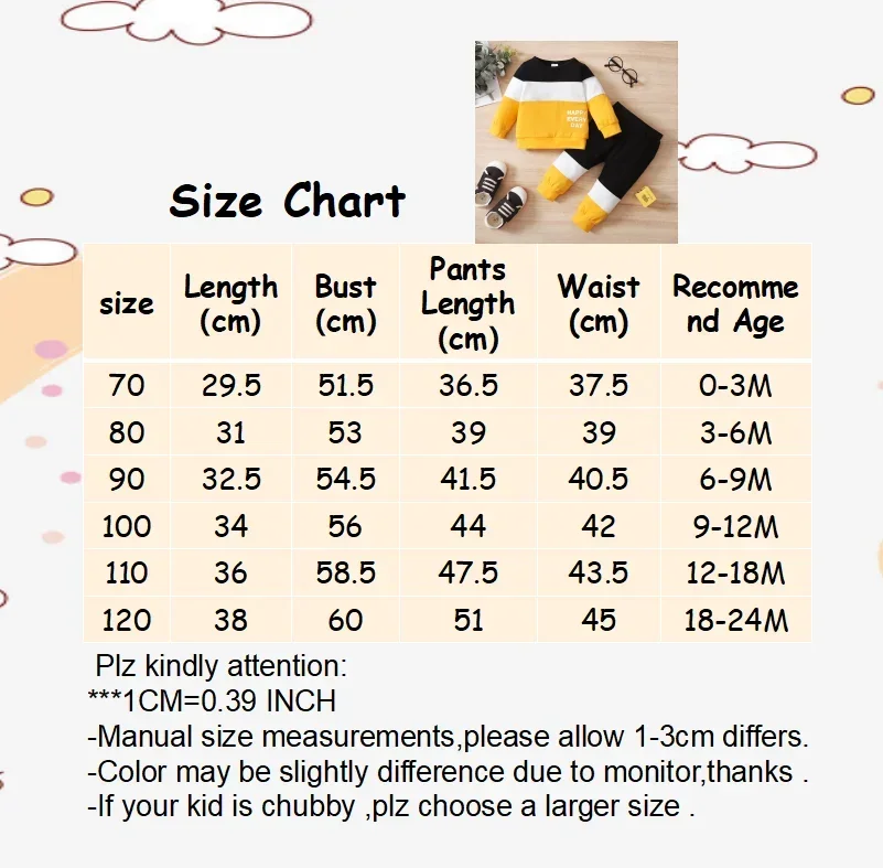 0-2 Years Newborn Baby Boy 2PCS Clothing Set Patchwork Long Sleeve T-shirt Top+Pants Set Toddler Spring and Autumn Sports Outfit