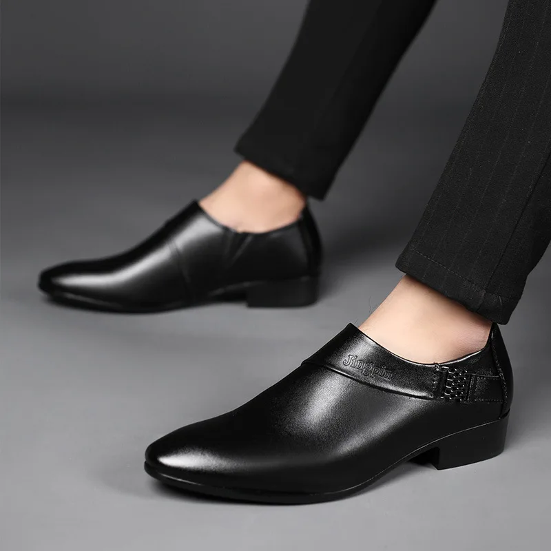 Chaussures en cuir PU pour hommes, chaussures provoqué formelles pour hommes, grande taille, fête, mariage, bureau, chaussure de travail, Oxfords décontractés à enfiler