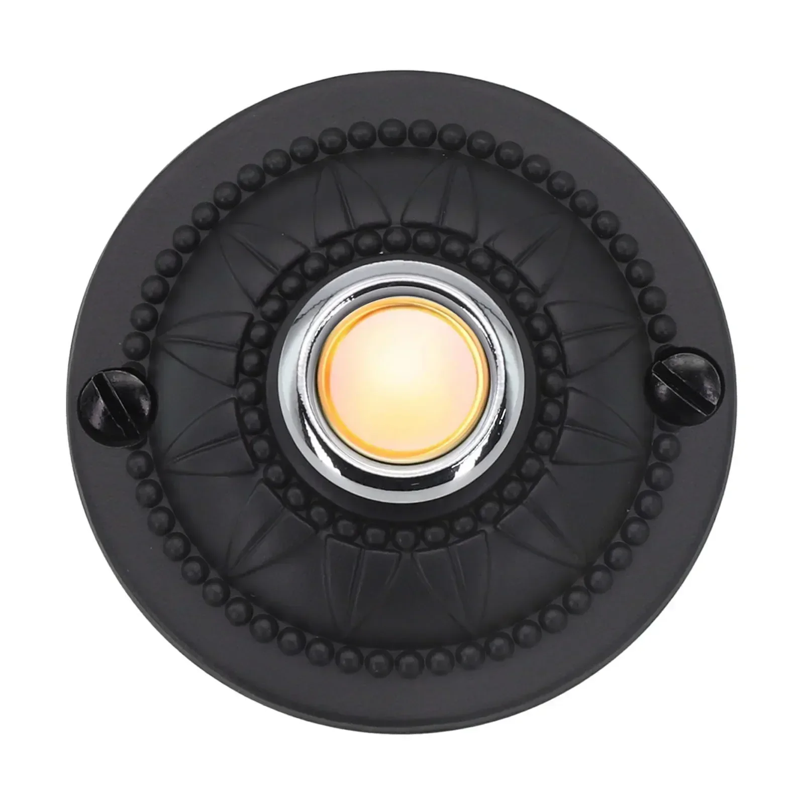 Round Metal Doorbell Push Button Black Wired Lighted Doorbell Button Replacement LED Door Chime Wall Mounted Doorbell Switch