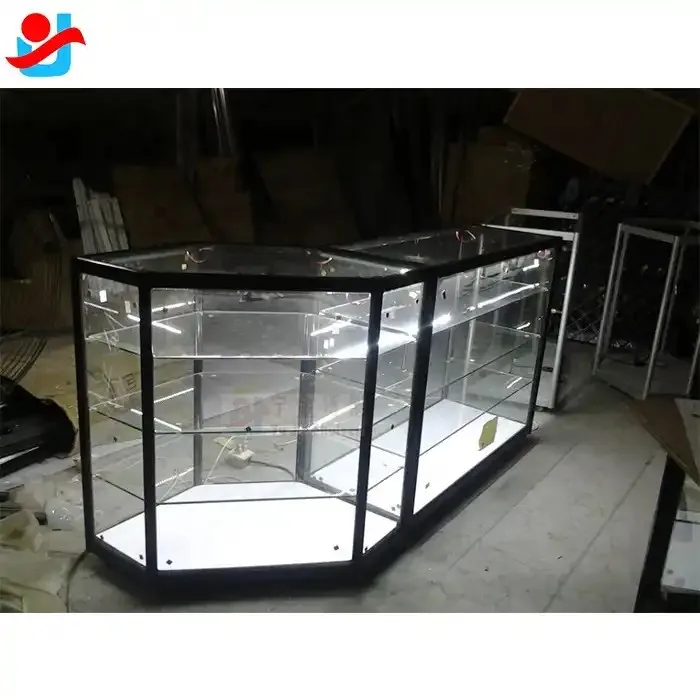 Custom.High Quality Aluminium Tempered Glass Full Vision Display Showcase Glass Shelf Display