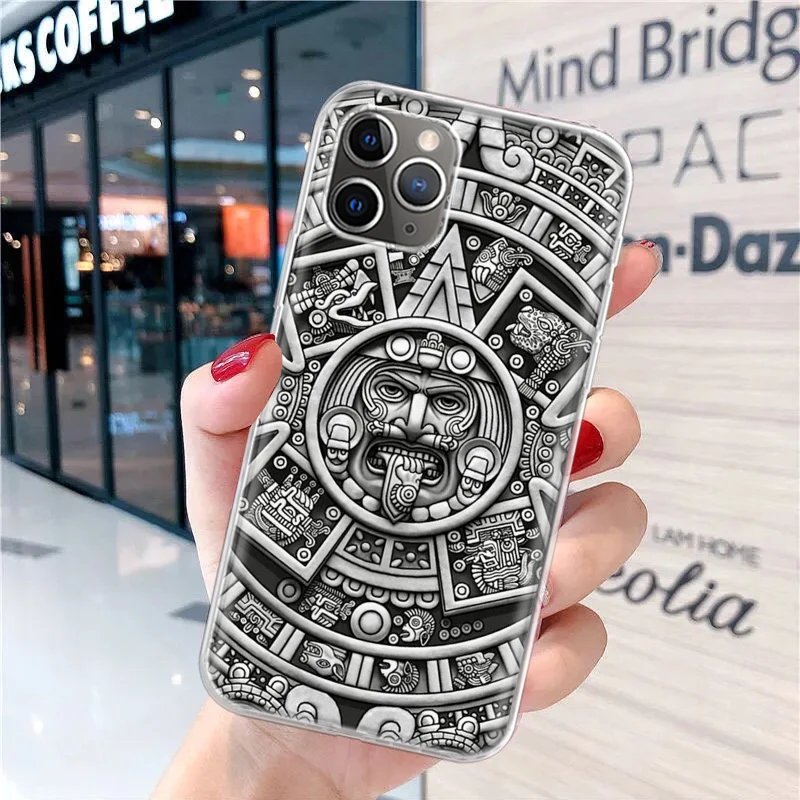 Mayan Stone Totem Pole Soft Phone Case for iPhone 16 15 14 Plus 13 12 Mini 11 Pro Max 7 + Apple XS X SE 2020 8 Cover Shell for i