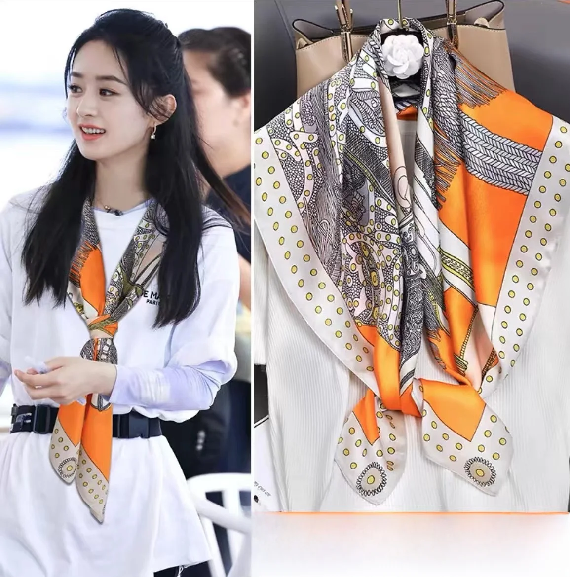 シルクスクエアスカーフ-88cm-多用途ネックプロテクション-日焼け止め-大判ショール-ママギフト-マルベリーシルクサテン表面-オールマッチラップ