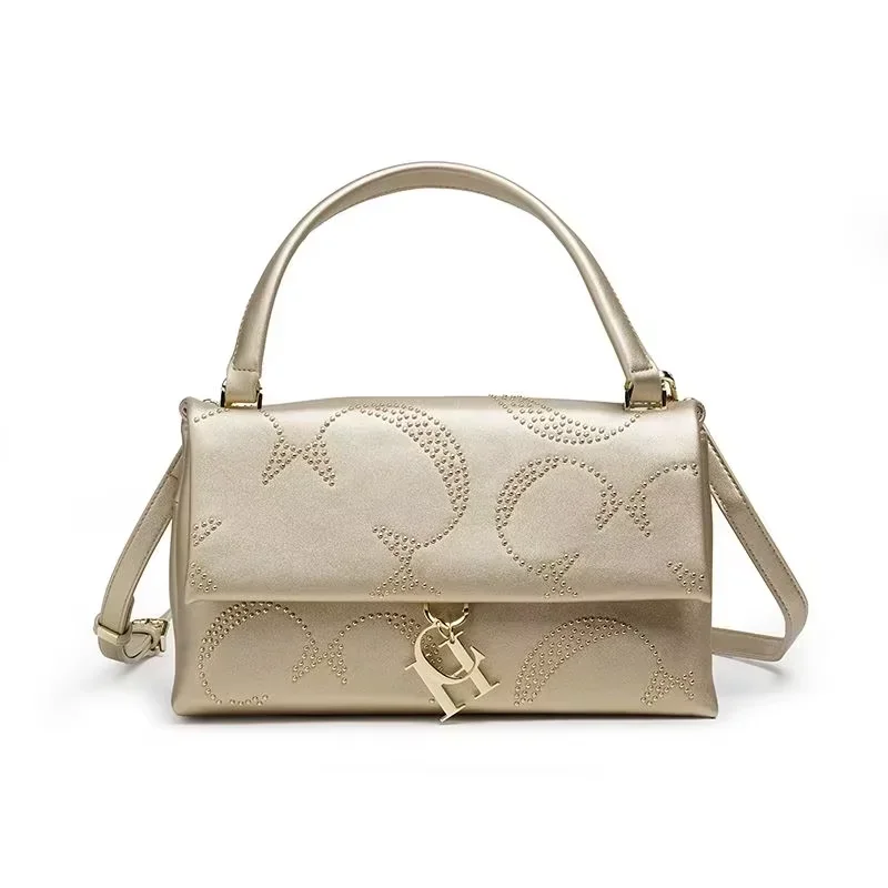 حقيبة كروس نسائية فاخرة من CH، إكسسوارات أجهزة سلسلة ذهبية كلاسيكية، حقيبة كتف نسائية من الجلد بتصميم عصري