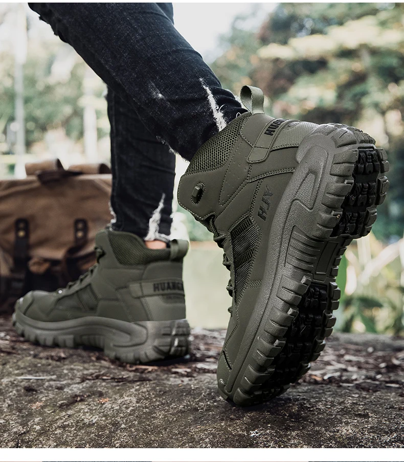 Neue Herren-Taktikstiefel in Übergrößen 39-46, Rutschfeste Outdoor-Wanderschuhe, Verschleißfeste Trekking-Knöchelstiefel – Detail 11