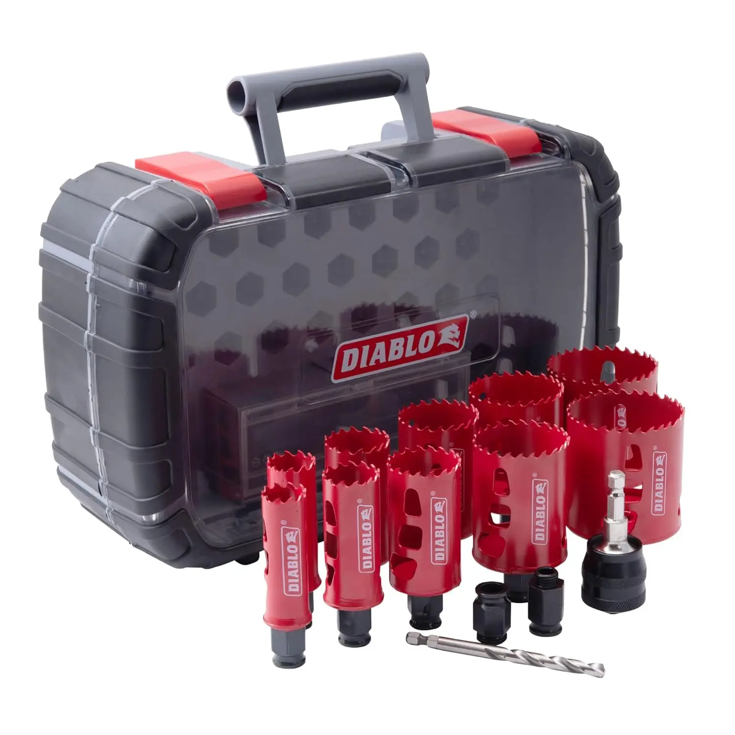 

Professional Hole Saw Set with Quick-Change System - 10 Sizes, Mandrel, Pilot Bit & Adapters for Efficient Drilling