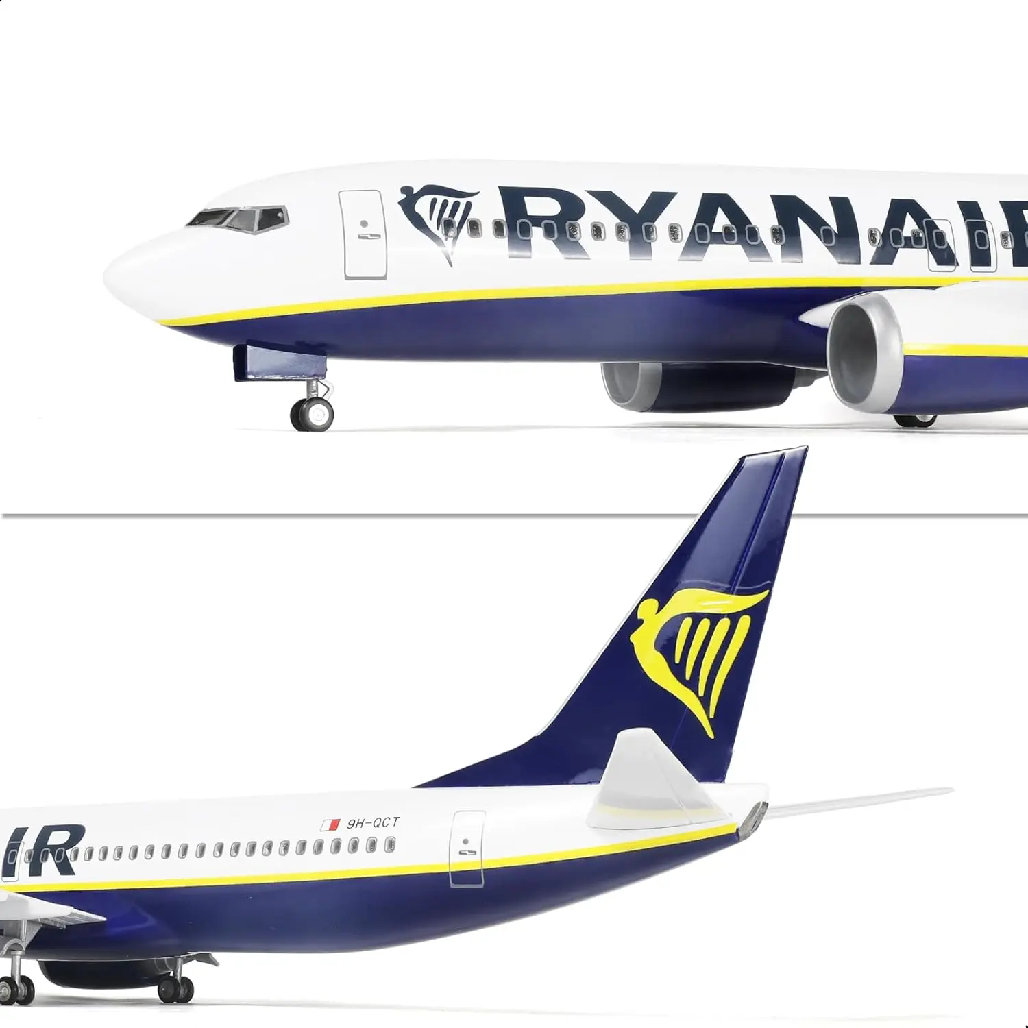 1:85 스케일 47cm 장난감 소년 어린이 737 항공기 모델 Ryanair Ireland B737-800 항공기 모델 Led가있는 다이 캐스팅 수지 항공기