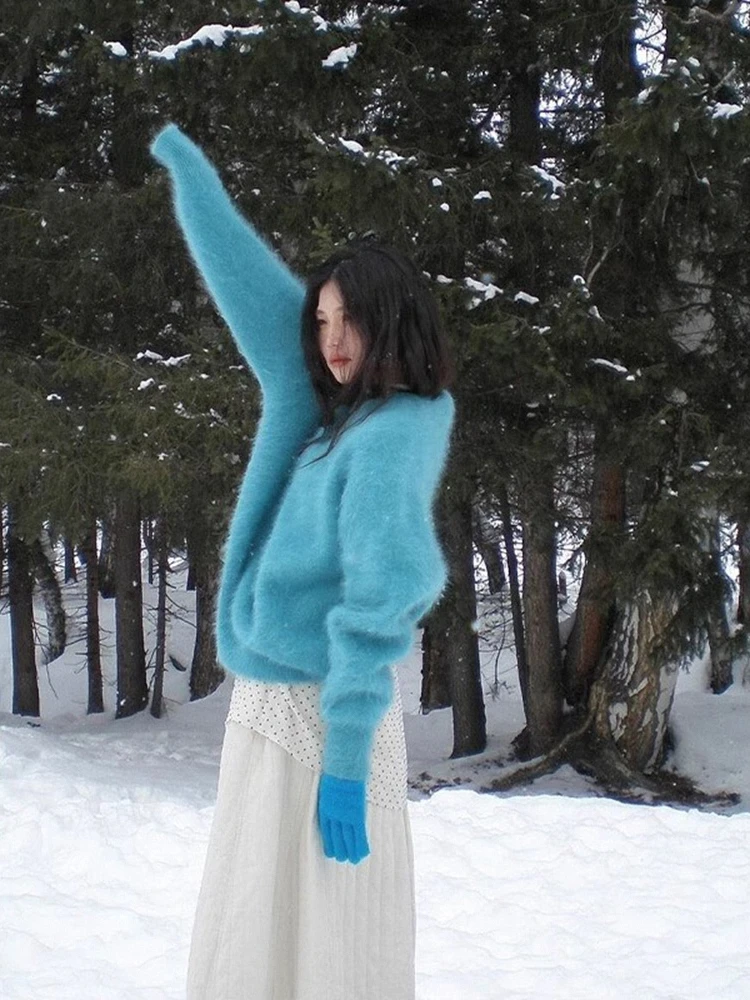 Koreaanse Sle Soft Long Sve ronde Ne Sweater dames losse luie gebreide top haar wol herfst winter warm Faion