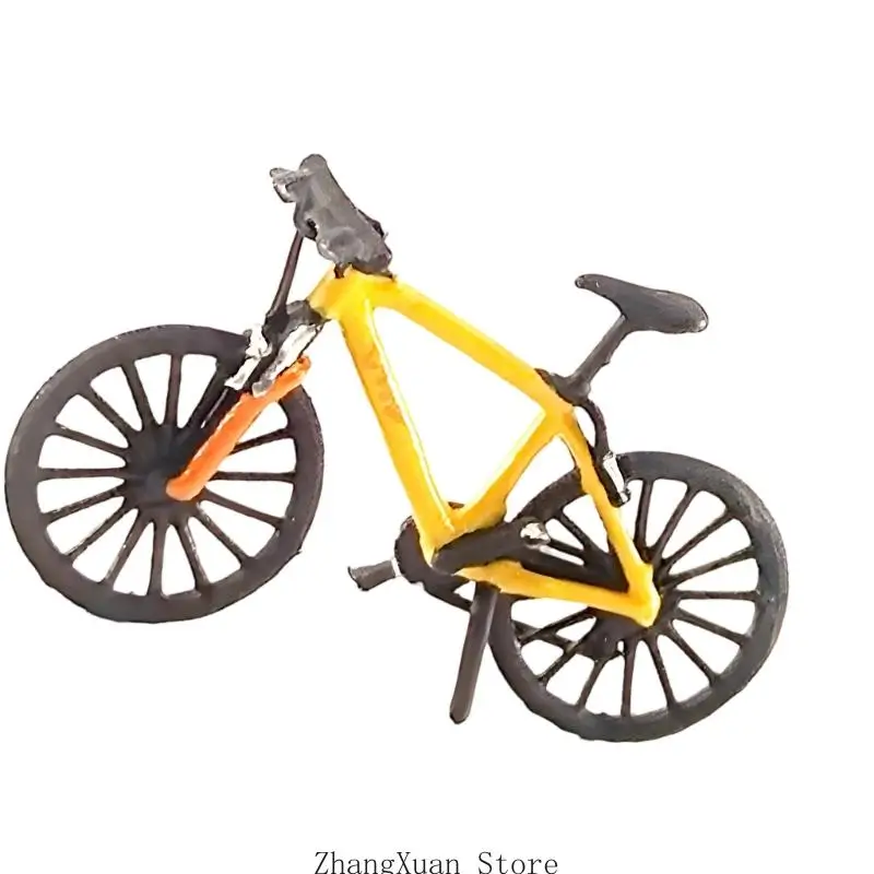 Einzigartige handbemalte 1:64 Harz-Fahrradstatue, detaillierte Miniatur-Mountainbike-Ornament, dekorativ für Hausdekorationen – Detail 4