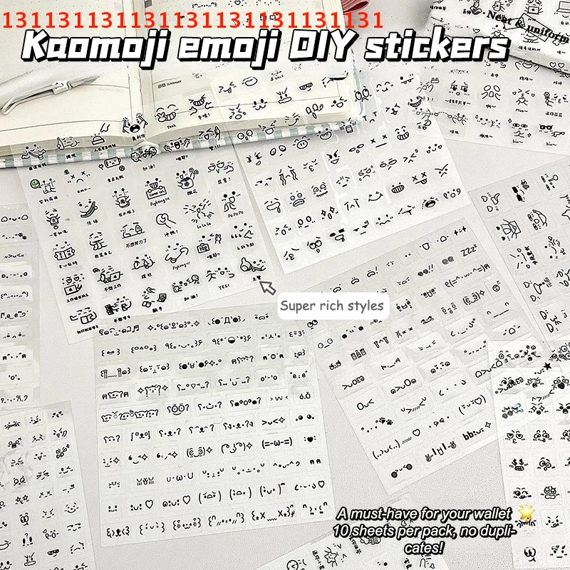 

Steve Random 2pcs Cute PET Transparent Emoticon Stickers Journal Decorative Stickers