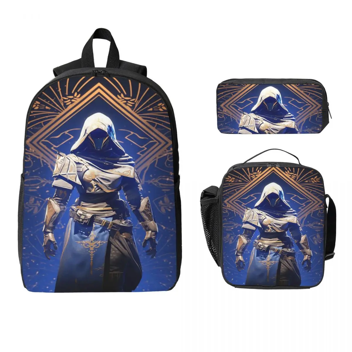 Destiny 2 Games Kids Backpack Lunch Box Pen Bags for Boys Girls Backpacks Schoolbag Bookbag Set