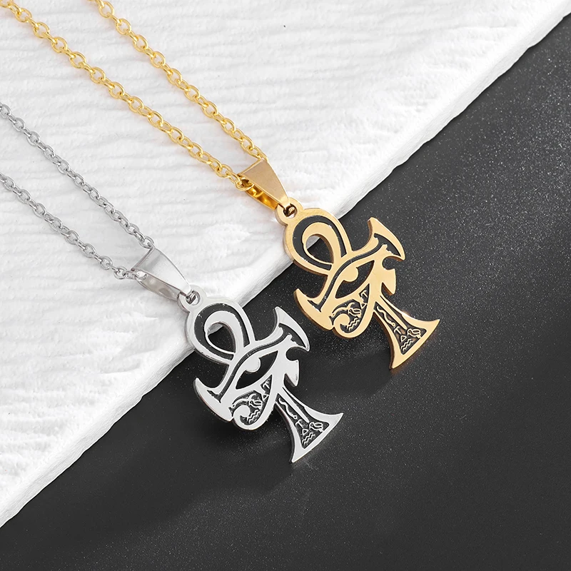 Ancient Egyptian Stainless Steel Anka Cross Pendant Eye of Horus Sacred Protected Necklace Men and Women Trend Amulet Jewelry