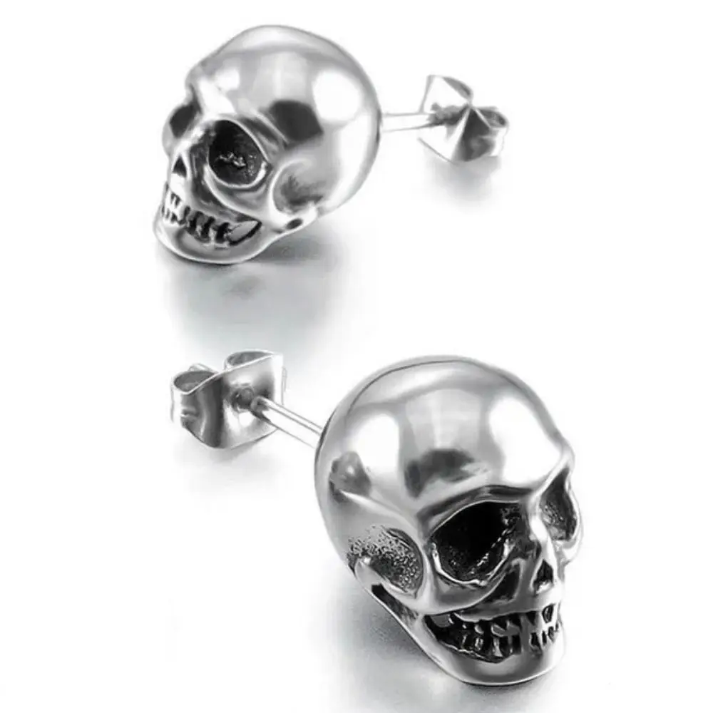 Prevenir alergias pendientes de esqueleto estilo hip hop pendientes de personalidad irregulares creativo Punk Mini Clip de oreja Halloween
