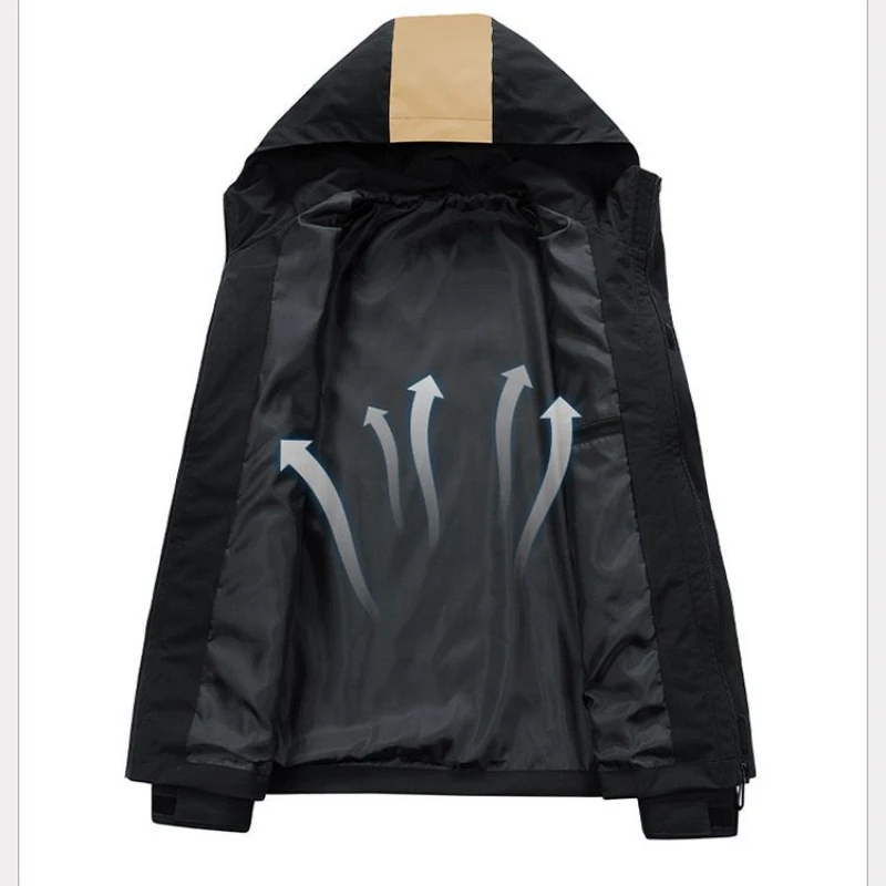 M-8XL Outdoor Oversized Windproof Waterproof Jacket Men Clothing Large Size Zipper Sweatshirt Loose Cargo Jacket Hooded Coats
