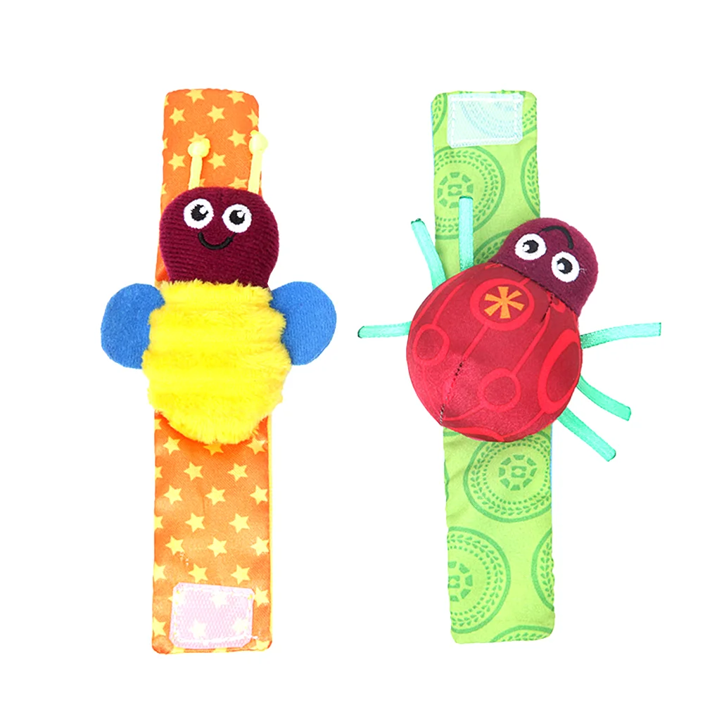 

2pcs Baby Wrist Rattle Infant Beetle Bee Bell Wrist Strap Newborn Comfort Toddler Toys (2pcs/Set)