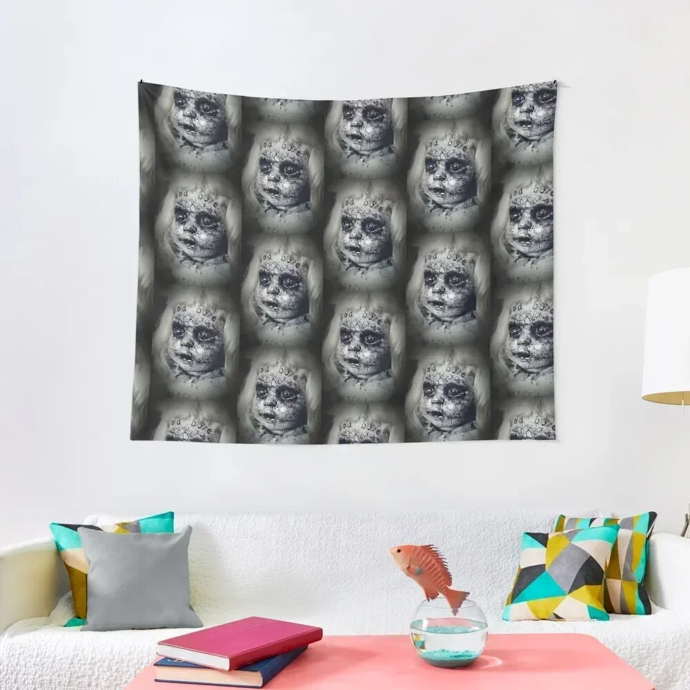 Creepy doll, creepy, horror, horror doll, zombie, Ouija, Ouija board, doll, goth, gothic, alternative, ouija Tapestry