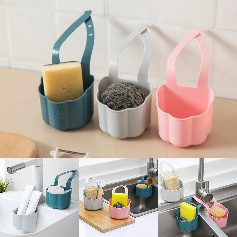 1Pc Kitchen Sink Drain Rack Soap Sponge Holder Hanging Storage Hanging Basket For Adjustable Faucet Holder Kitchen Accessories