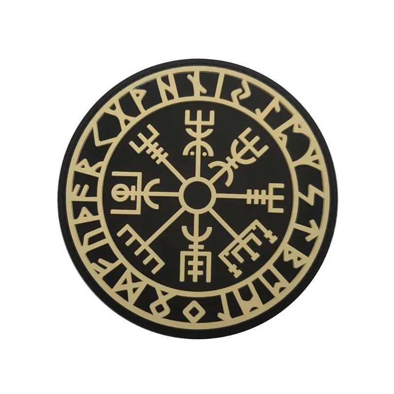 Glow in Dark Vegvisir Viking Compass Rune Patch Odin Logo Norse Rune Morale Tactical PVC Fastener Applique uniformi emblema Badge