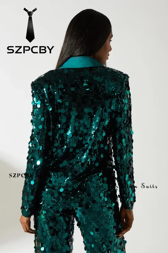 Sequin Suits for Women 2 Piece Sparkly Women Pant Suit Sexy Night Shiny Womens Suit Glitter Womens Suits for Party Wedding