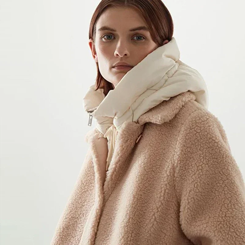 Winter Ultralight Down Hooded Hats for Women Men Warm Ring Scarf Balaclava Hat Neck Zippper Drawstring Coat Scarf Short Tank Top