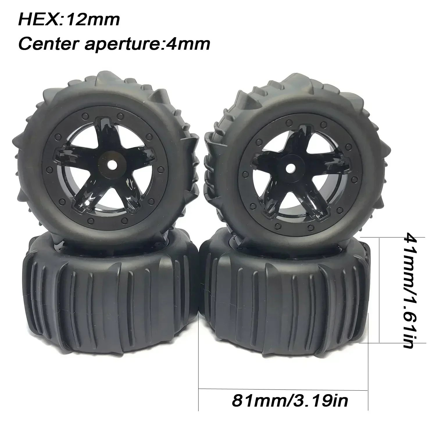4Pcs 1/16 1/14 1/12 Snow Sand Tires Anti Slip Rubber Tyre for HBX MJX ZWN WPL Off-road Vehicle Smax 1625 Wltoys 144001 124018