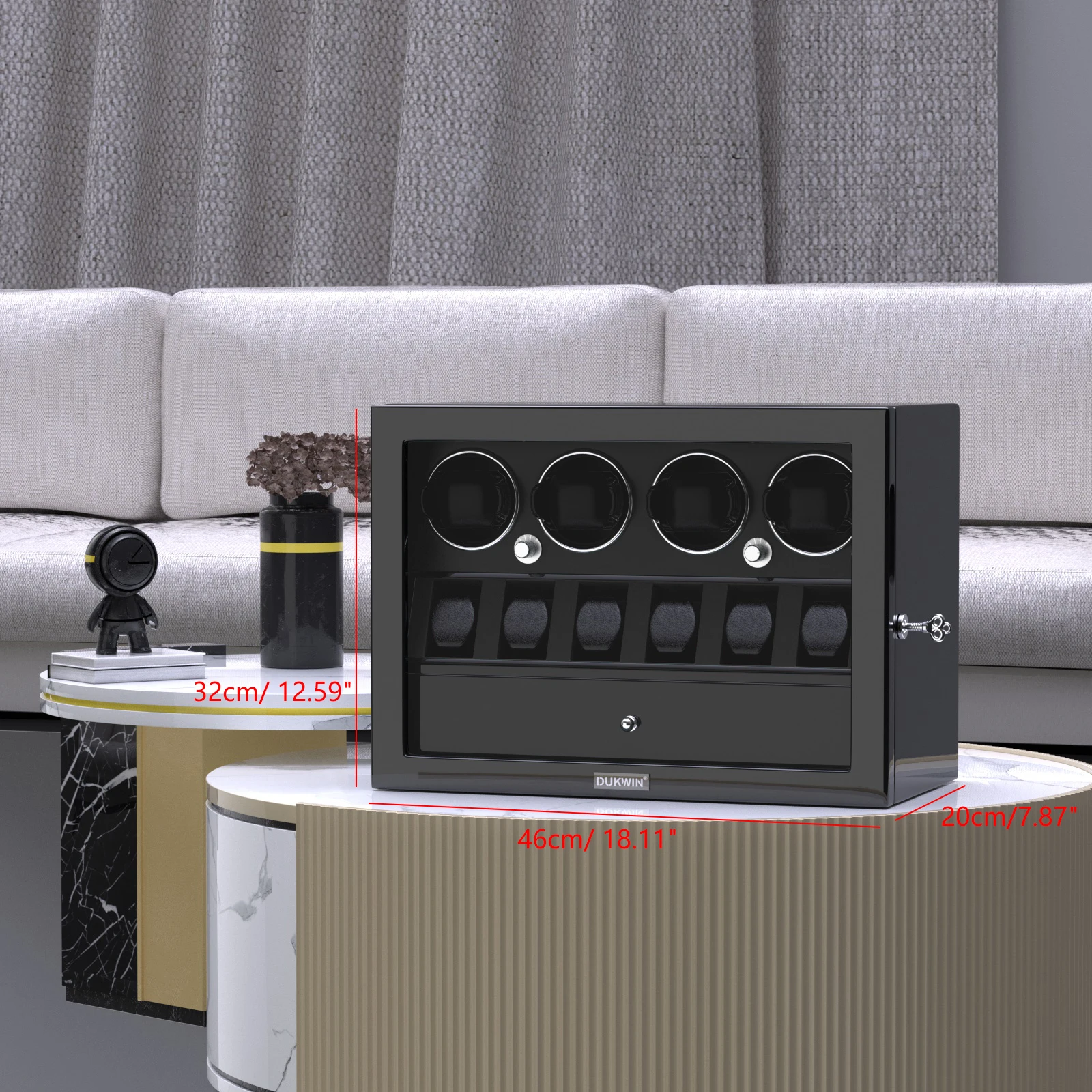 Winder jam tangan otomatis untuk jam tangan Rolex 4 slot dengan 6 kotak penyimpan jam tangan Mabuchi Motor senyap lampu LED