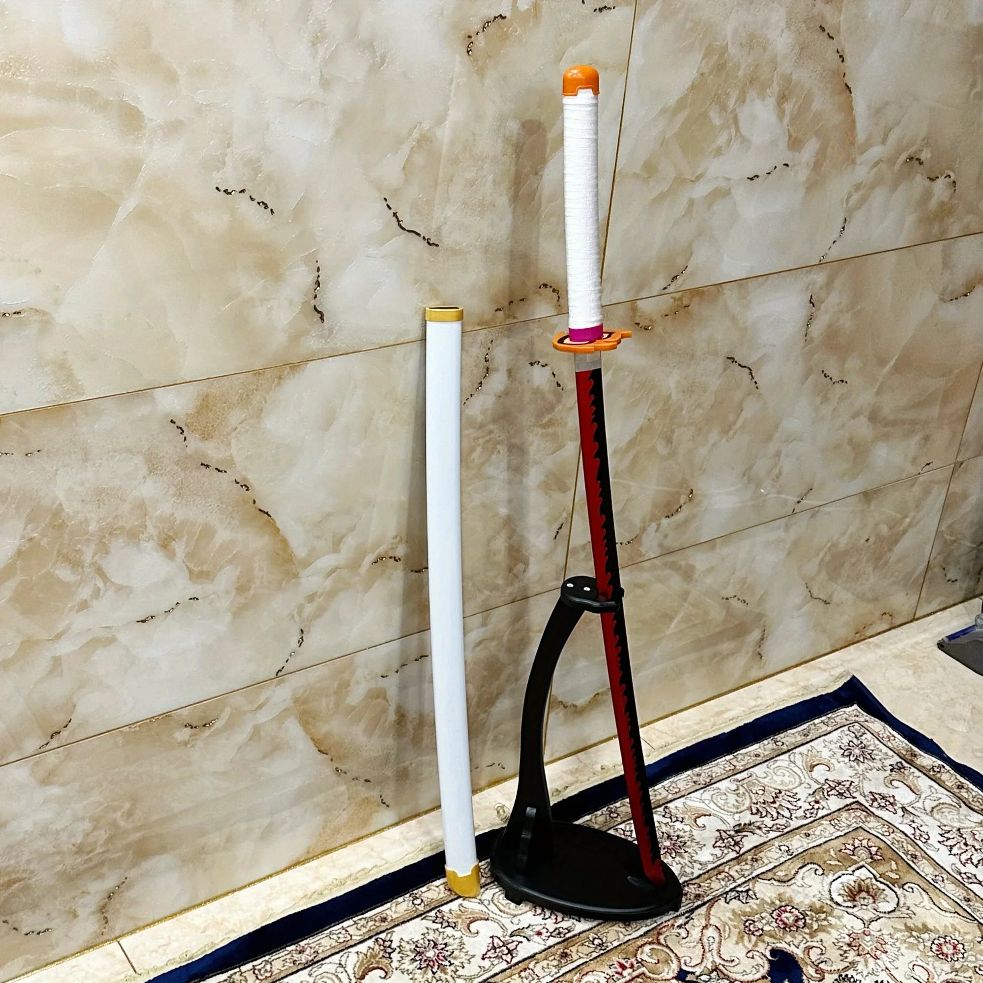 39,3-calowy Demon Slayer Kyoujuro Rengoku Drewniany Miecz Katana Szabla Oryginalna Szabla Samurajska Nóż Ninja Akcesoria do Cosplay Rekwizyt Zabawka